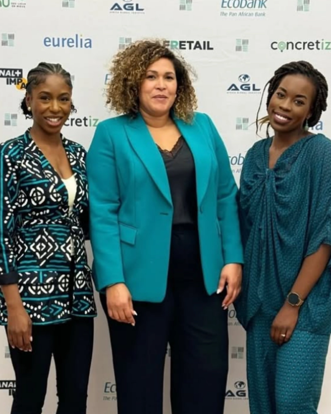 Son excellence l'ambassadrice du Bénin, Corinne Brunet, Izar Hyacinthe, fondatrice de Concretiz et Grace Loubassou directrice de canal + Impact
